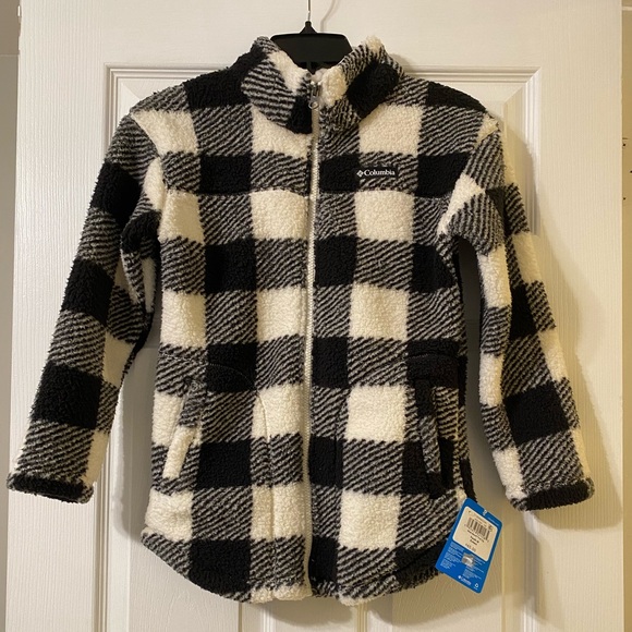 Columbia Other - Youth Columbia Black & White Buffalo Plaid Fleece Jacket (NWT)